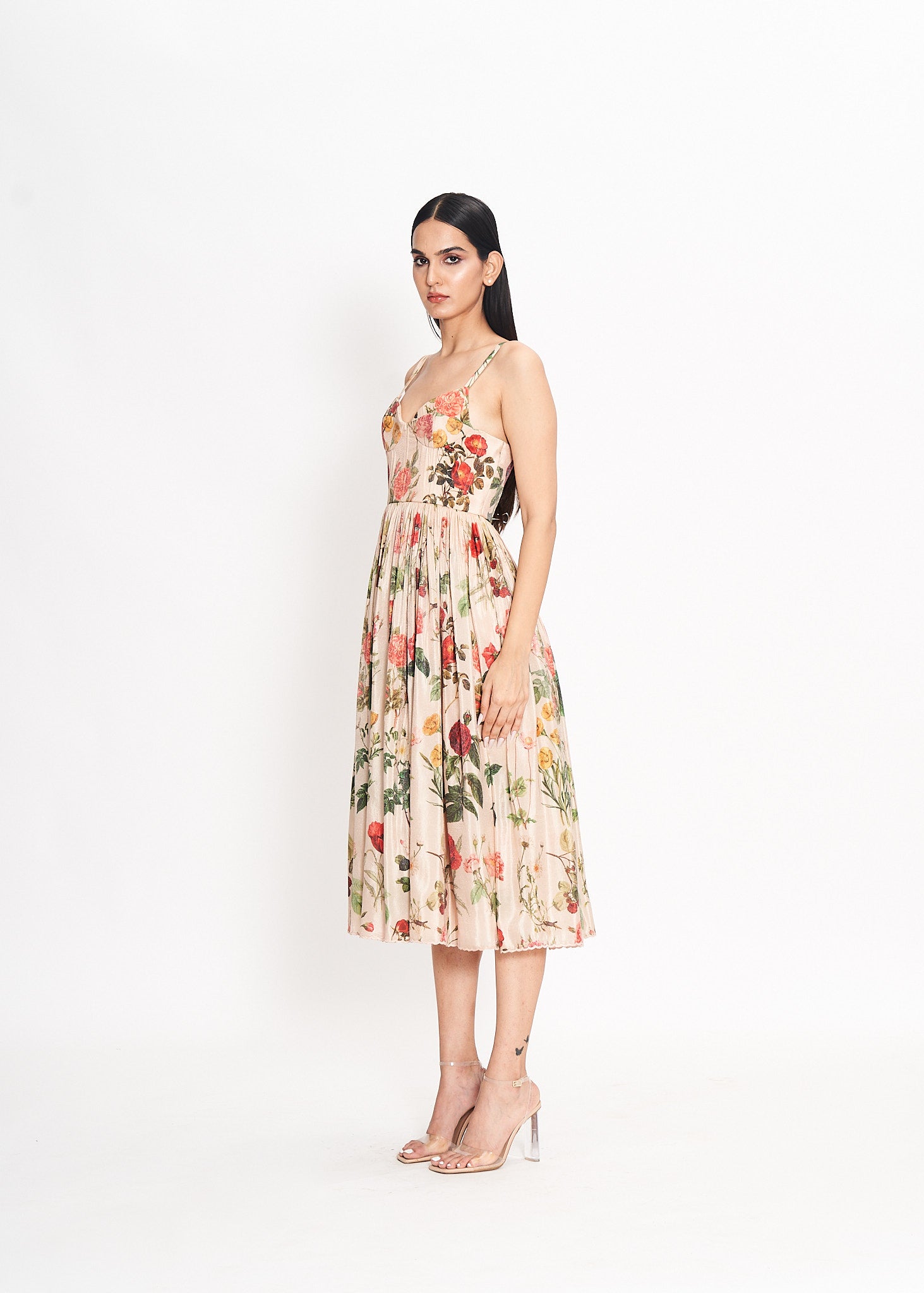 Fleur and Foliage Calf Length Dress