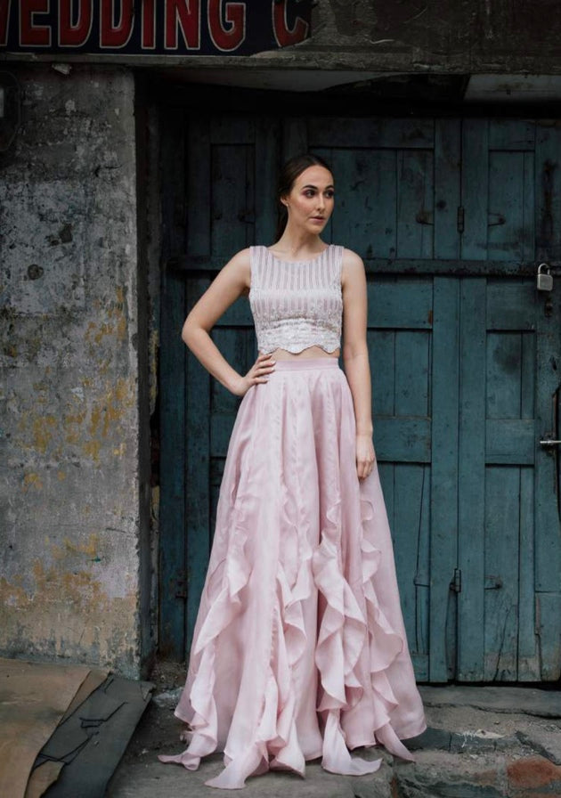 Pink Organza Ruffle Skirt - Main Image