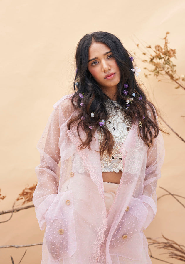 Pink polka dot trench coat - Main Image