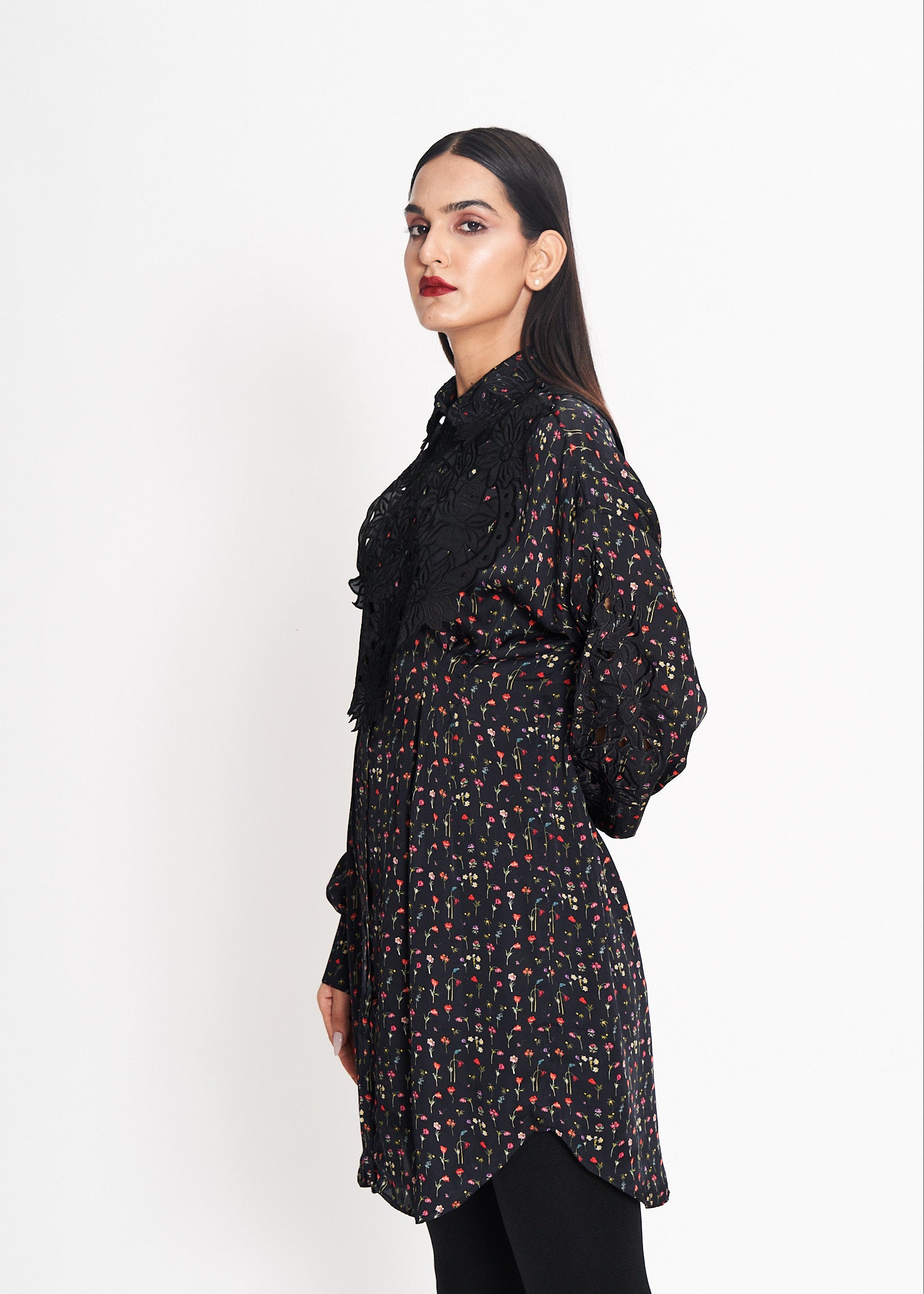 Wildflowers on Noir Shirt Dress
