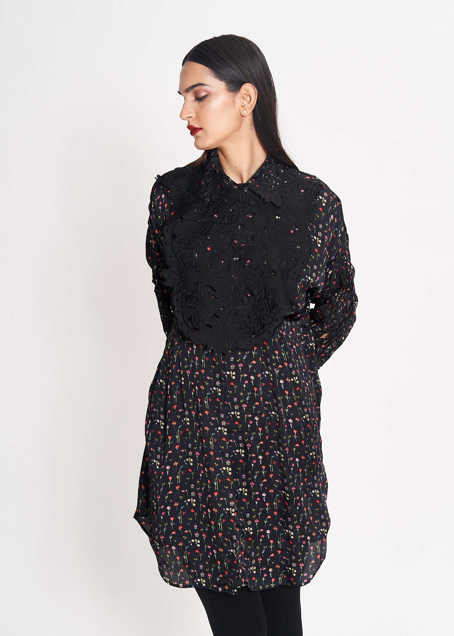 Wildflowers on Noir Shirt Dress