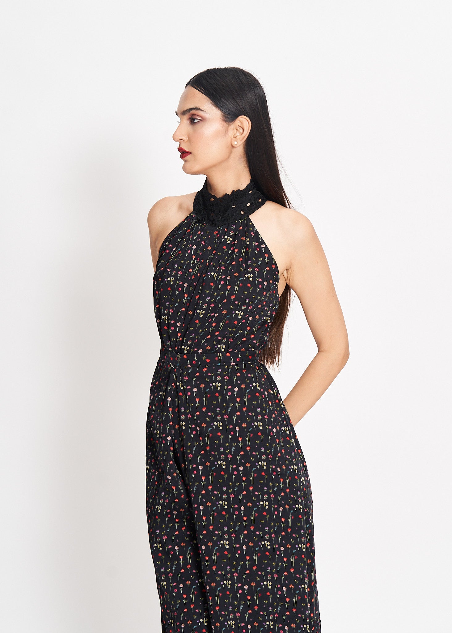 Wildflowers on Noir Jumpsuit
