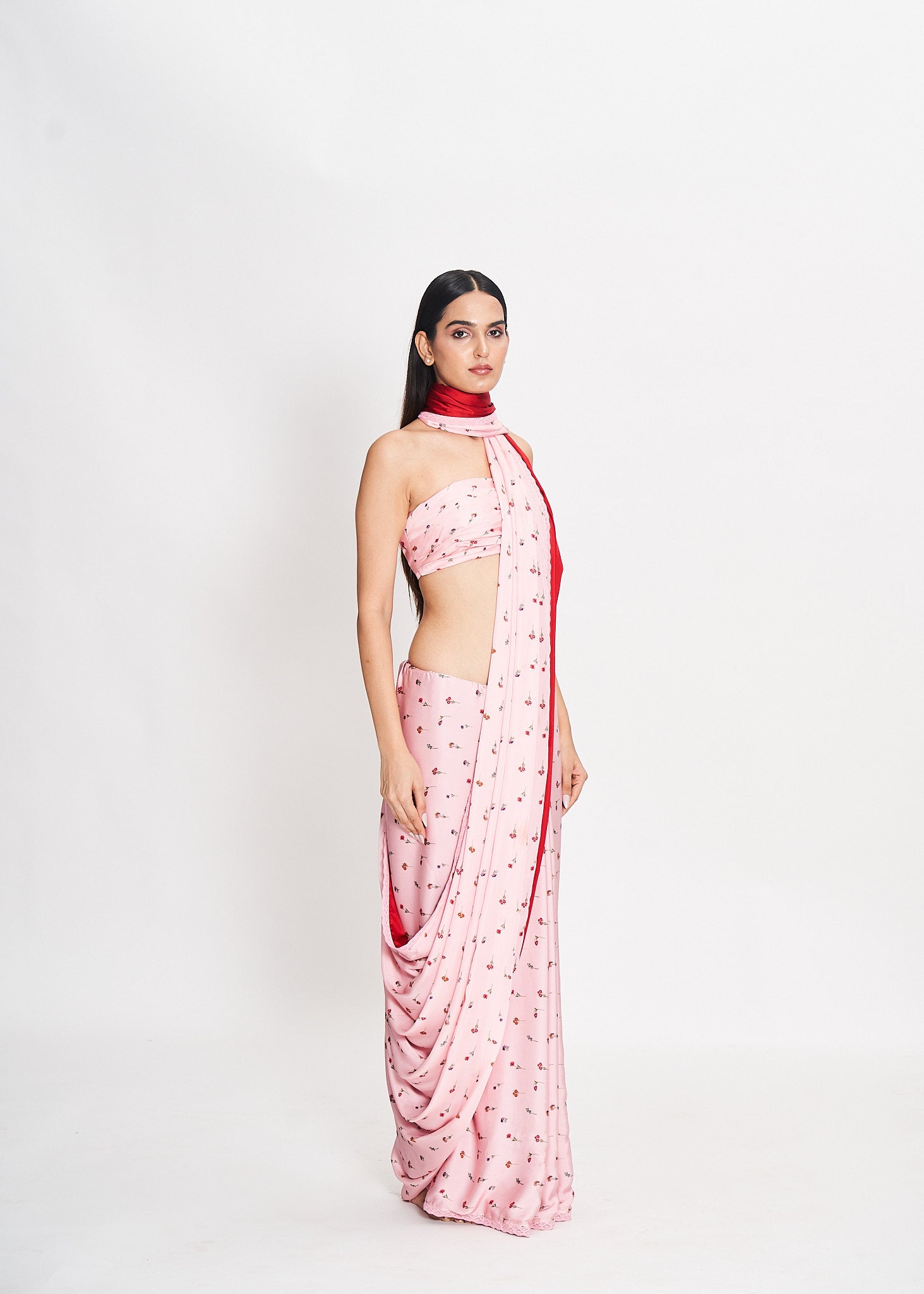 Wildflowers on Blush Saree and Blouse