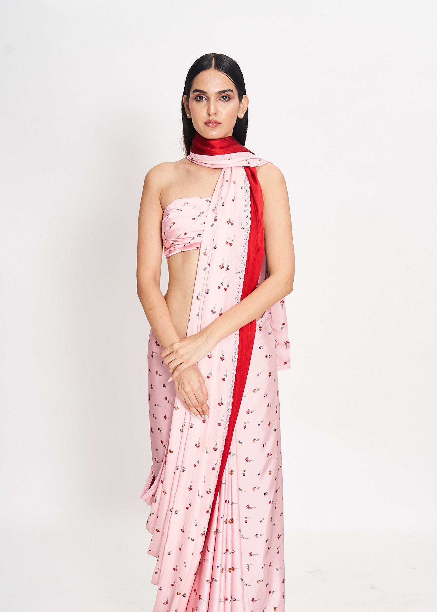 Wildflowers on Blush Saree and Blouse
