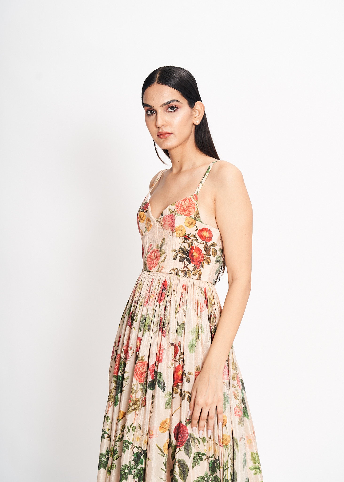 Fleur and Foliage Calf Length Dress