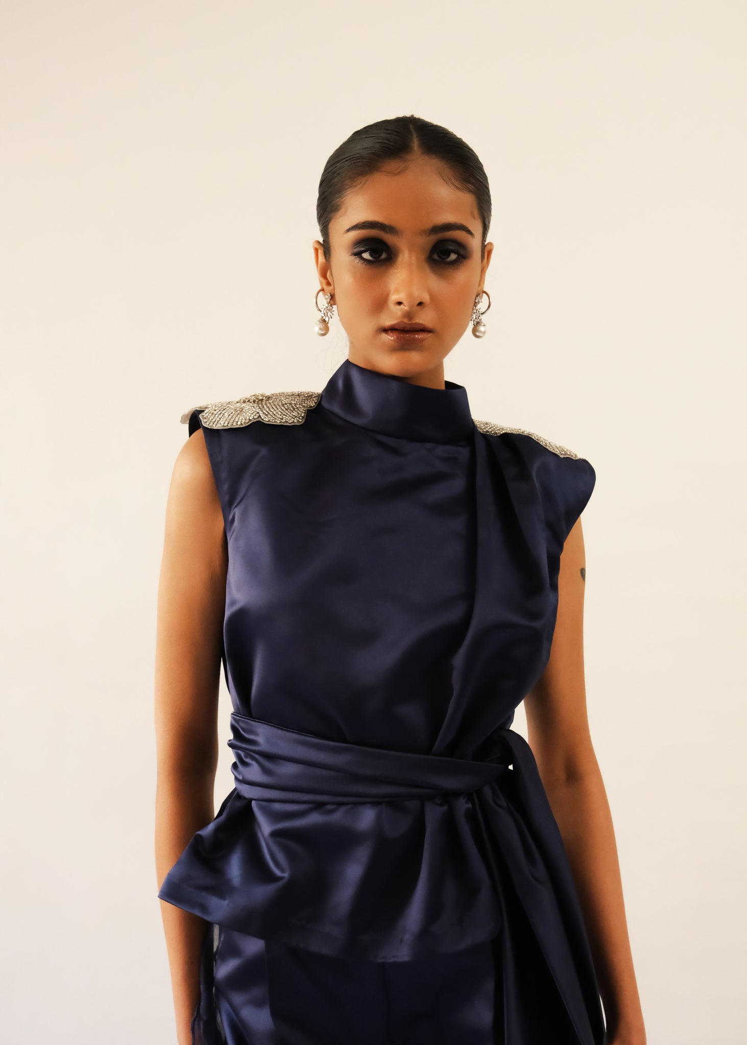 Midnight Blue Embroidered Top
