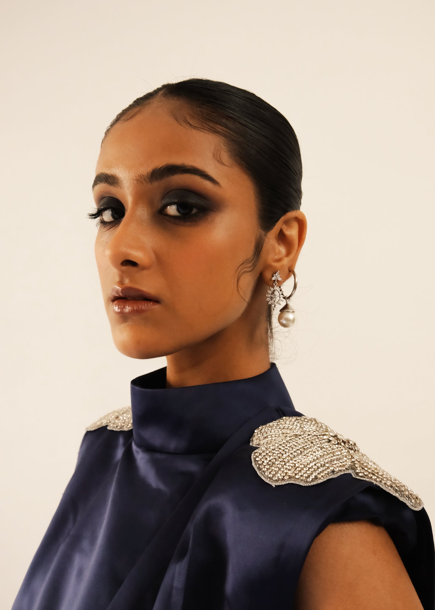 Midnight Blue Embroidered Top