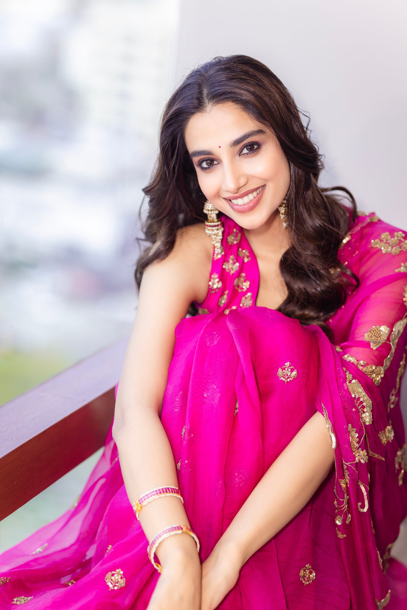 Fuchsia Bloom Sari Set