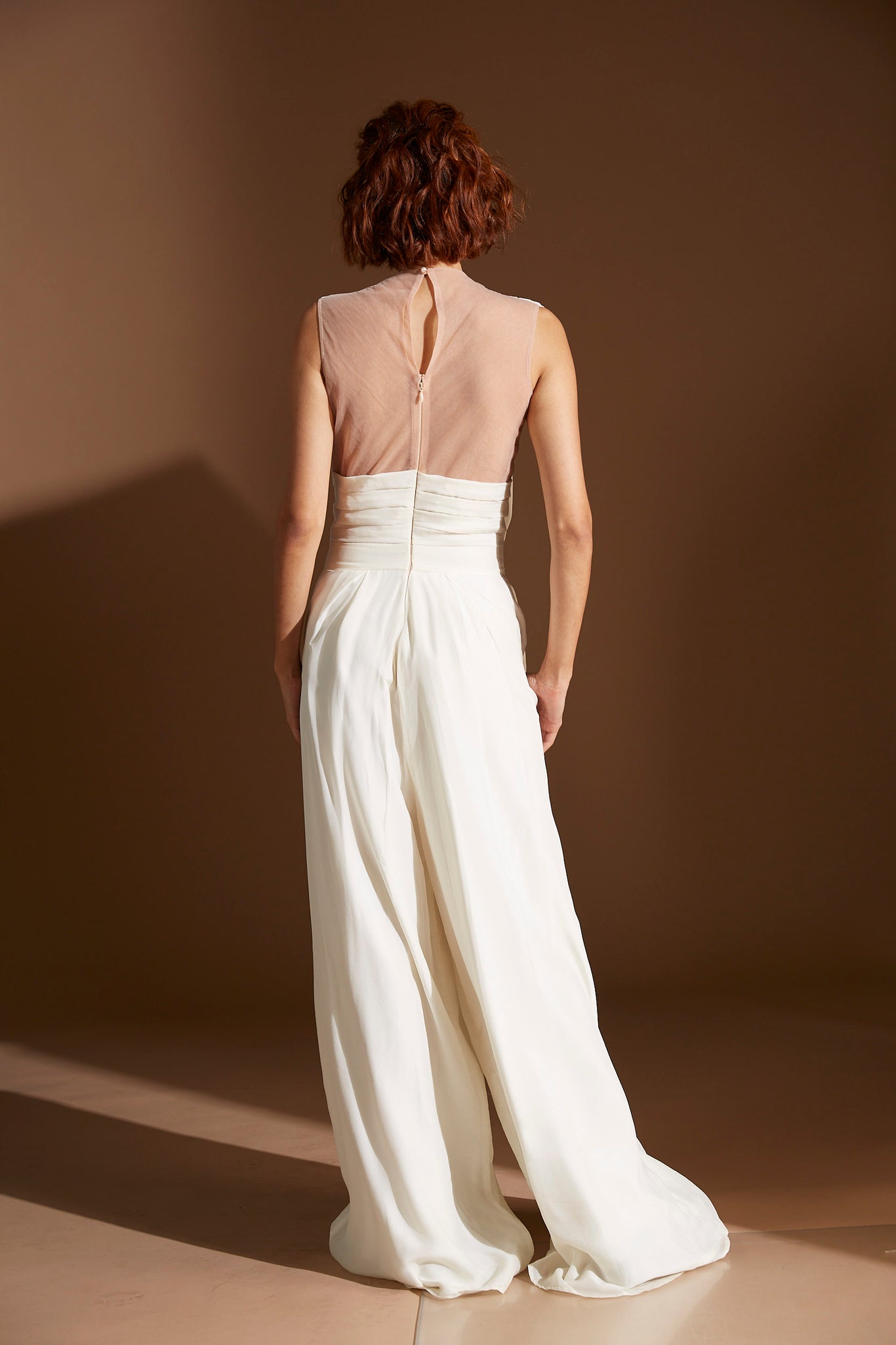 White Pleated Jumpsuit