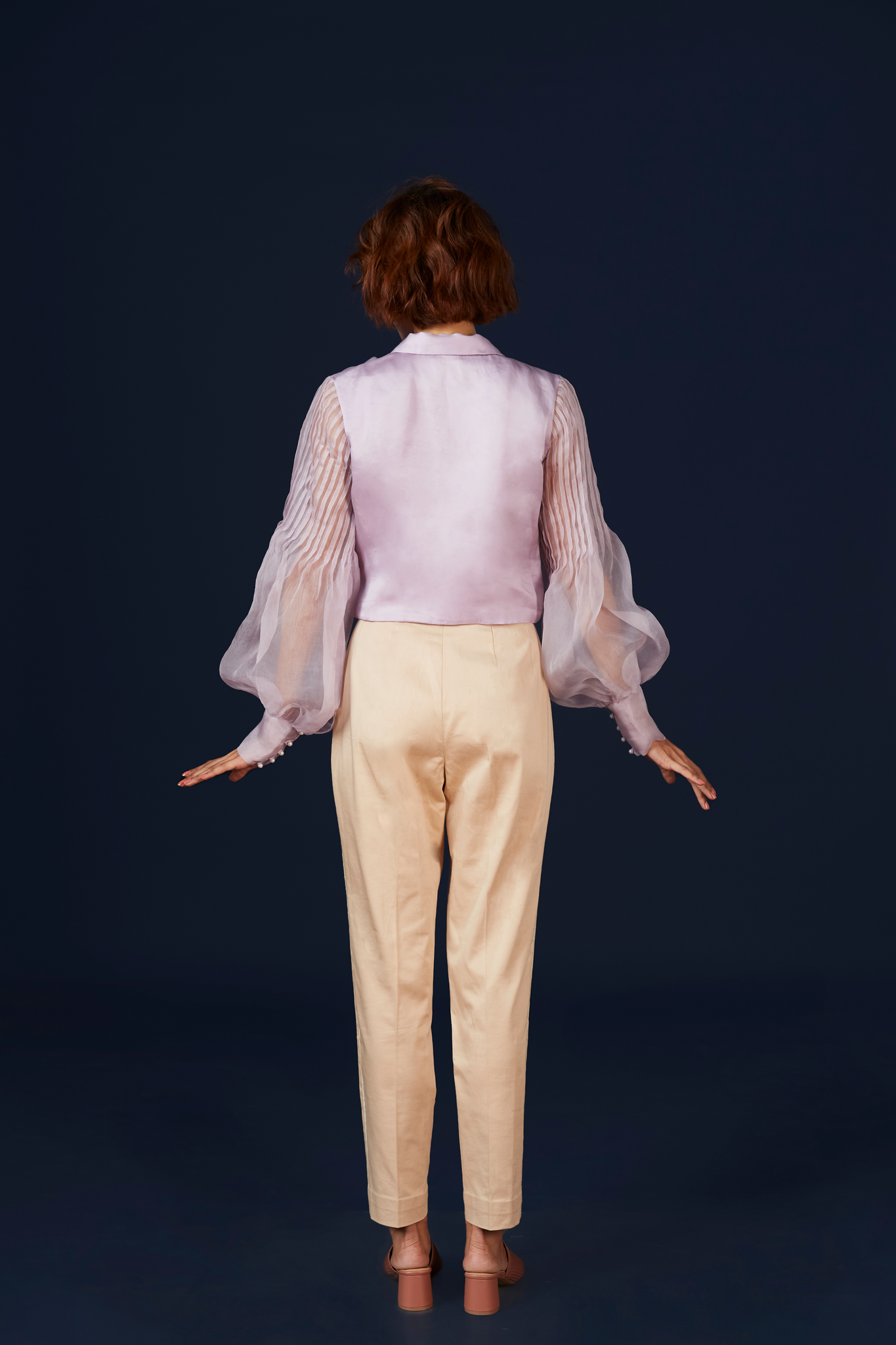 Lavender Sheer Sleeves Crop Top