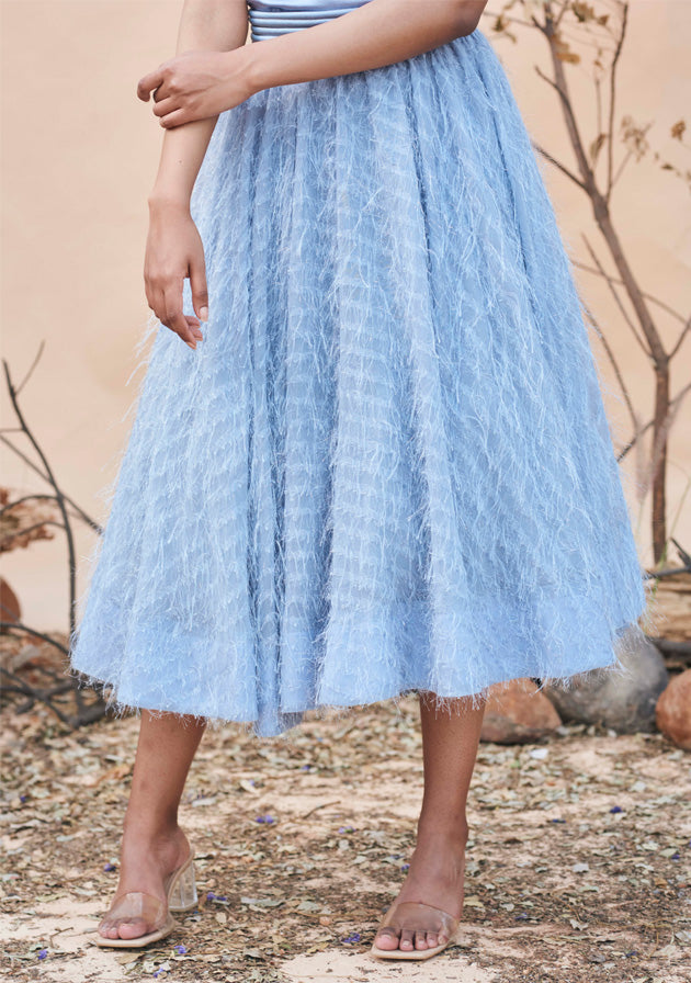 Blue fringe skirt
