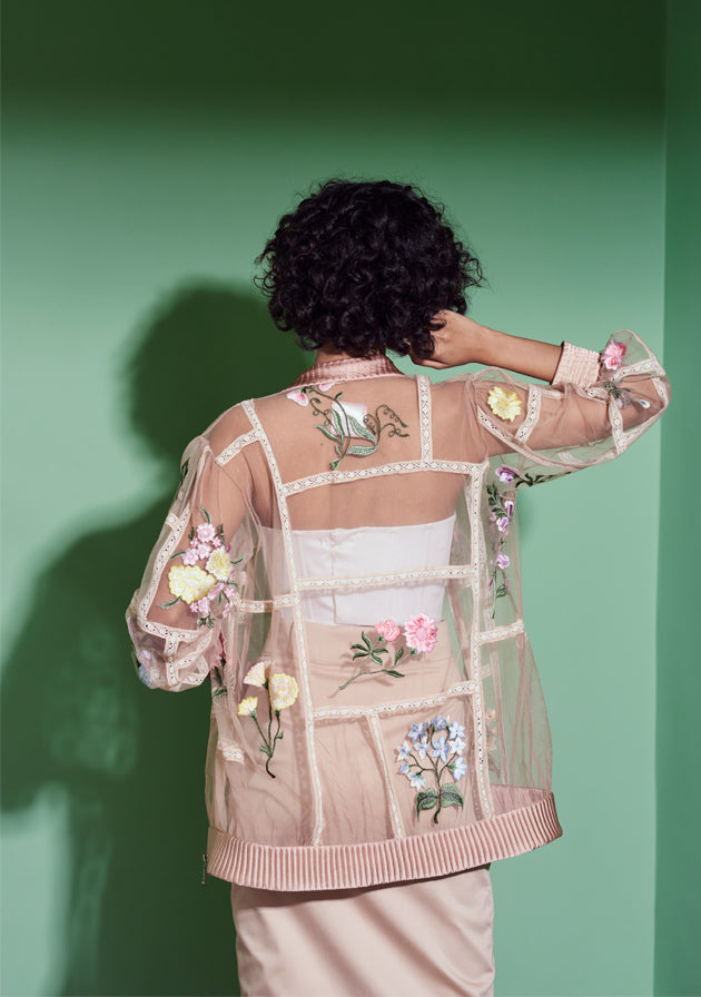 Botanical Bomber jacket in Peach