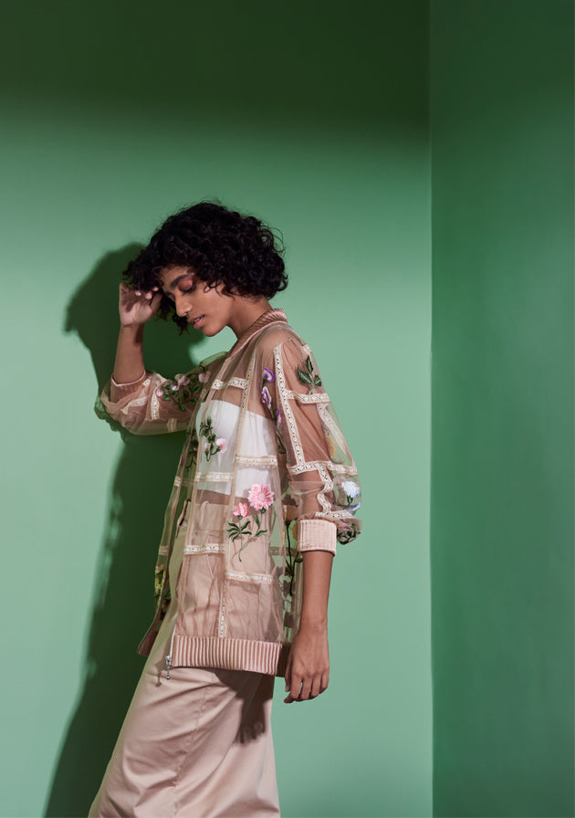 Botanical Bomber jacket in Peach