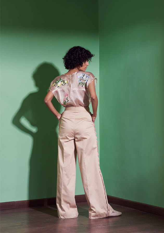 Botanical Embroidered Organza Shrug