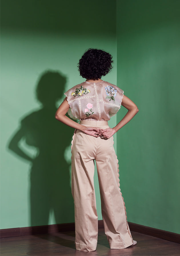 Botanical Embroidered Organza Shrug
