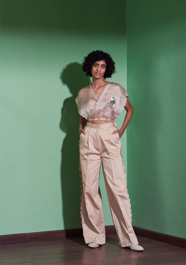 Botanical Embroidered Organza Shrug