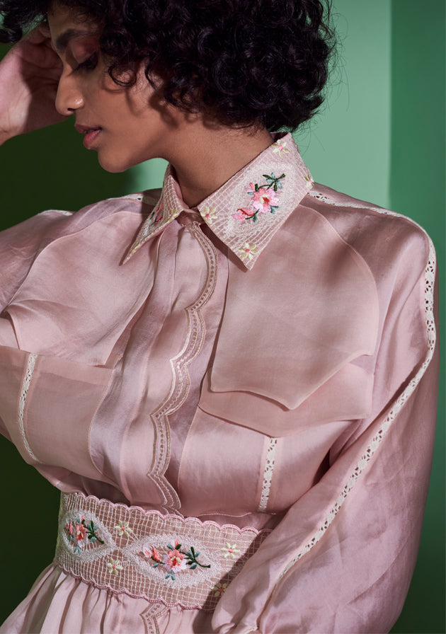 Erica Bomber Dress in Blush