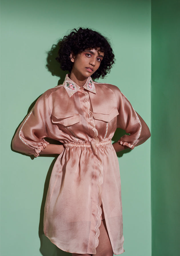 Erica Bomber Dress in Nude