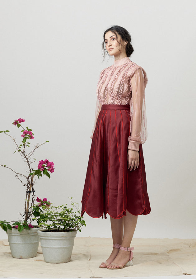 Pink embroidered summer cropped sweater