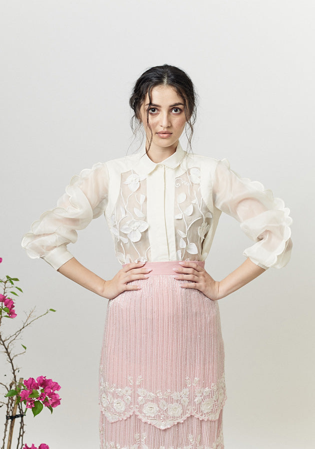 Pink skirt on sale flower embroidery