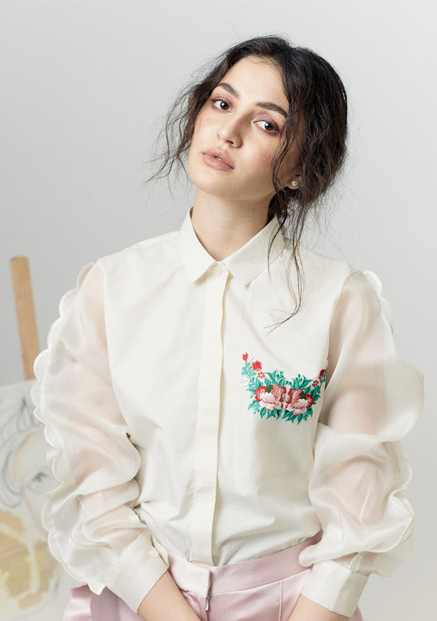 Shirt with embroidered pocket