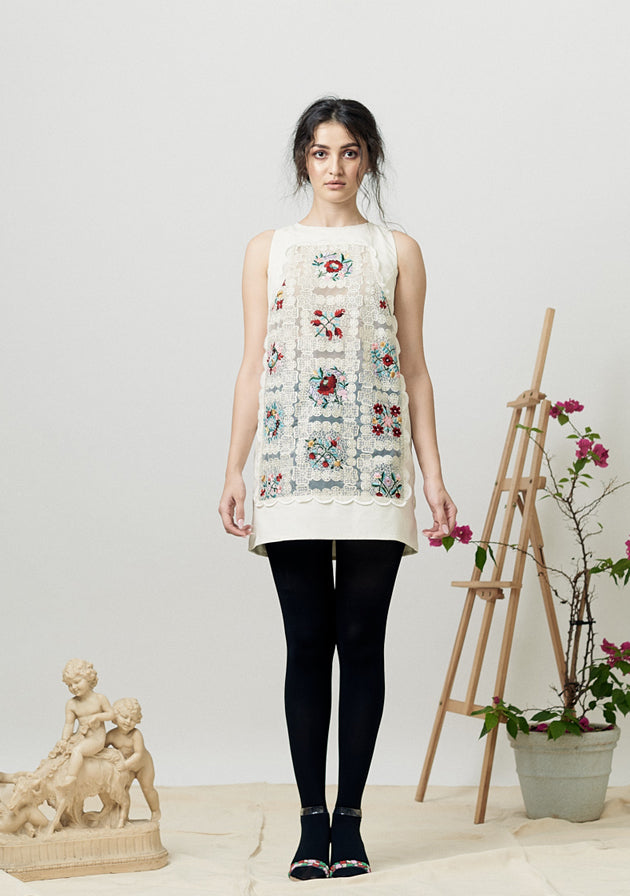 Tile embroidered Shift Dress