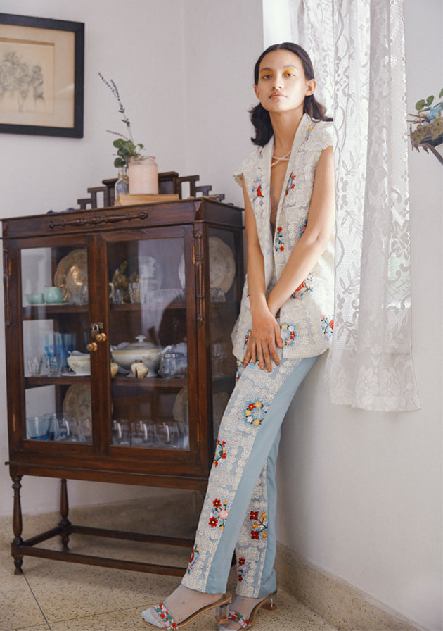 Tile embroidered jacket